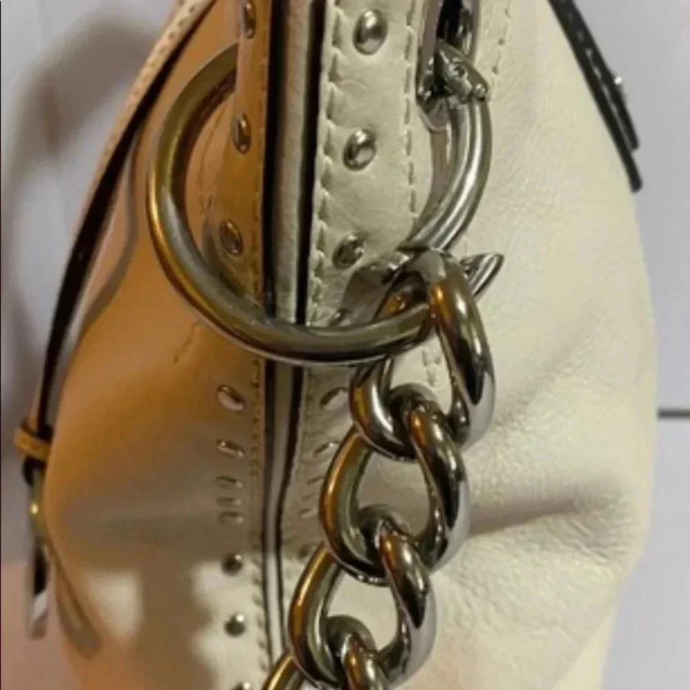 Michael kors white leather satchel handbag